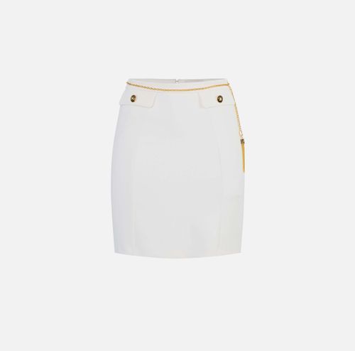 Skirt in double-layer crêpe fabric with jewel chain