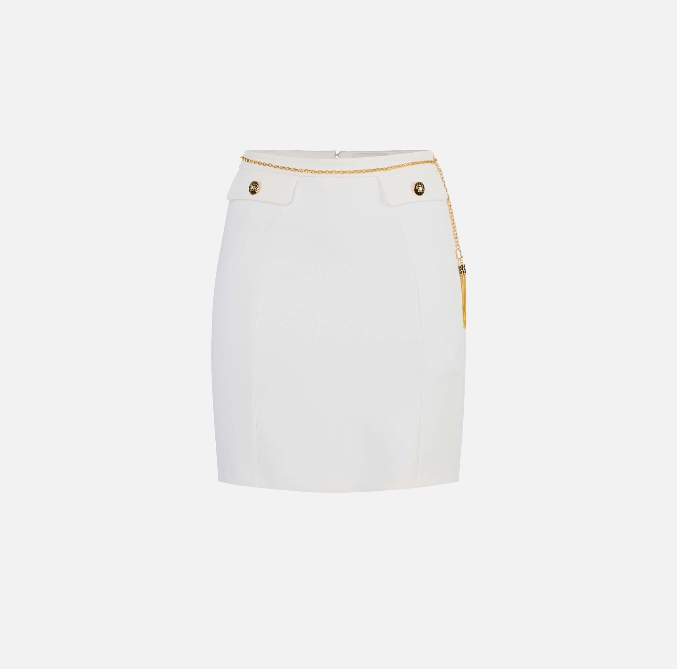 Skirt in double-layer crêpe fabric with jewel chain