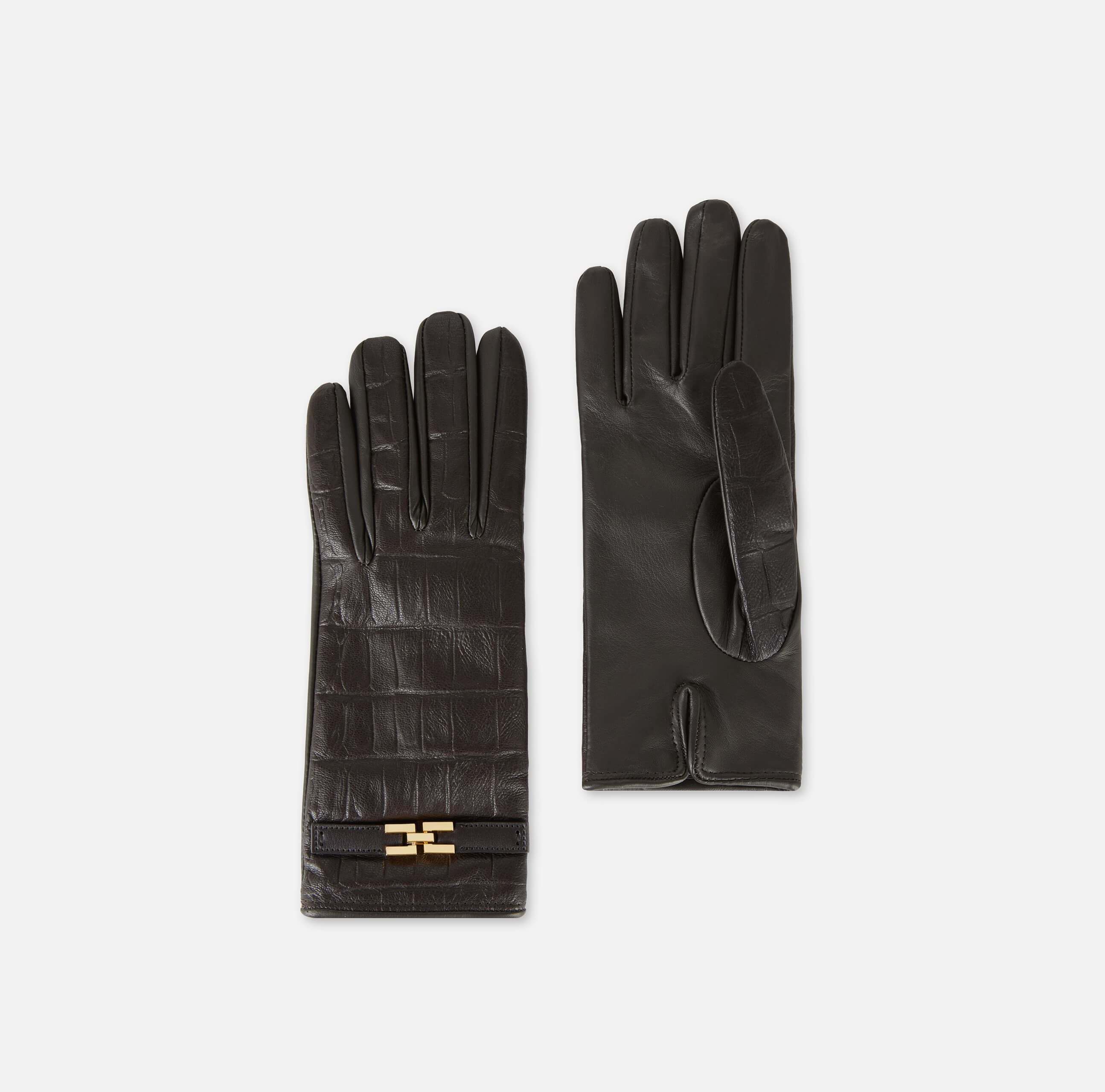 Gloves in nappa leather with logo detail - COLOR BROEN COFFEE