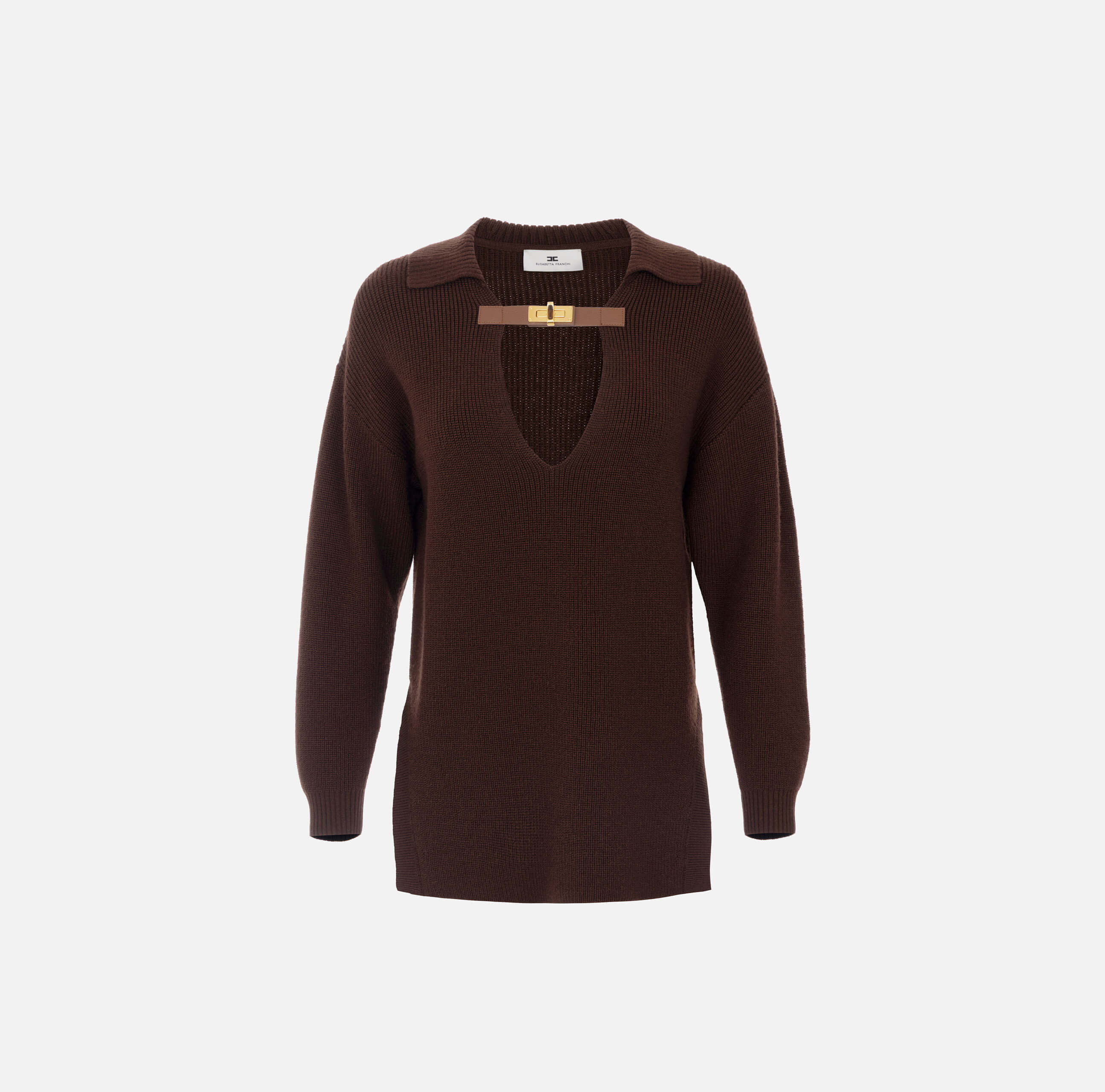 Wool blend jumper with jewel strap