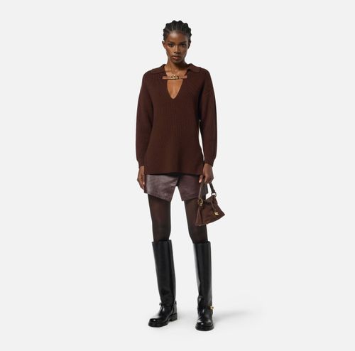 Wool blend jumper with jewel strap