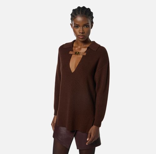 Wool blend jumper with jewel strap