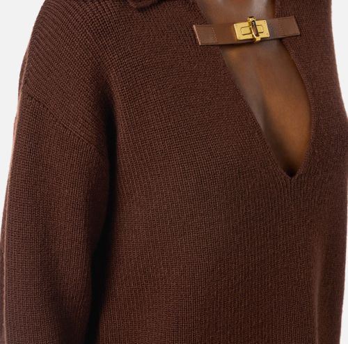 Wool blend jumper with jewel strap