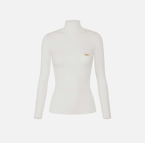 Ribbed knit top with breast pocket