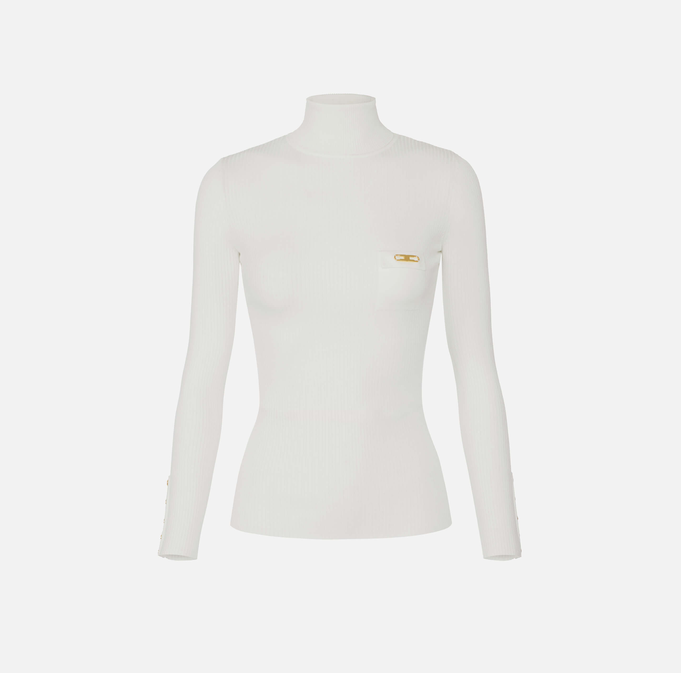 Ribbed knit top with breast pocket