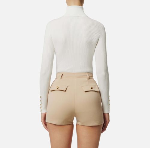 Ribbed knit top with breast pocket