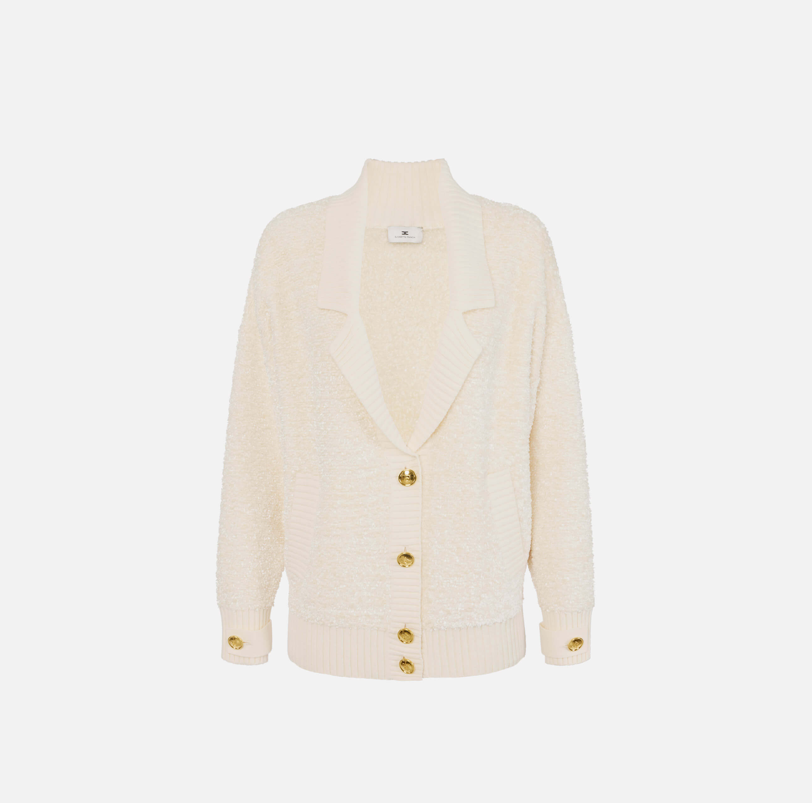 Bouclé chenille cardigan with jewel buttons