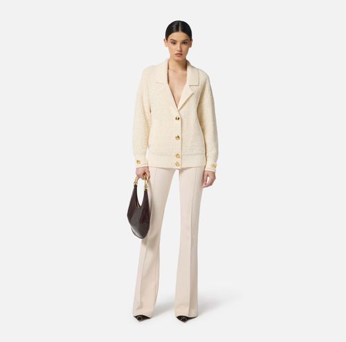 Bouclé chenille cardigan with jewel buttons