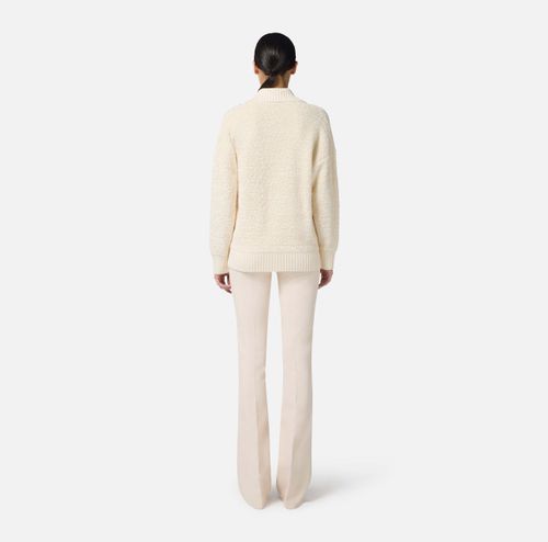 Bouclé chenille cardigan with jewel buttons