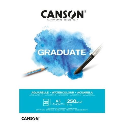 בלוק 20 דף לצבעי מים 250 גרם Canson GRADUATE A5