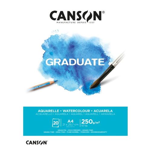 בלוק 20 דף לצבעי מים 250 גרם Canson GRADUATE A4