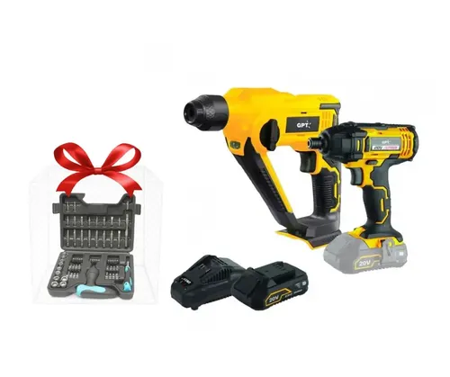 קיט מיני פטישון + מברגת אימפקט 20V + מתנה סט 63 חלקים ביטים ובוקסות