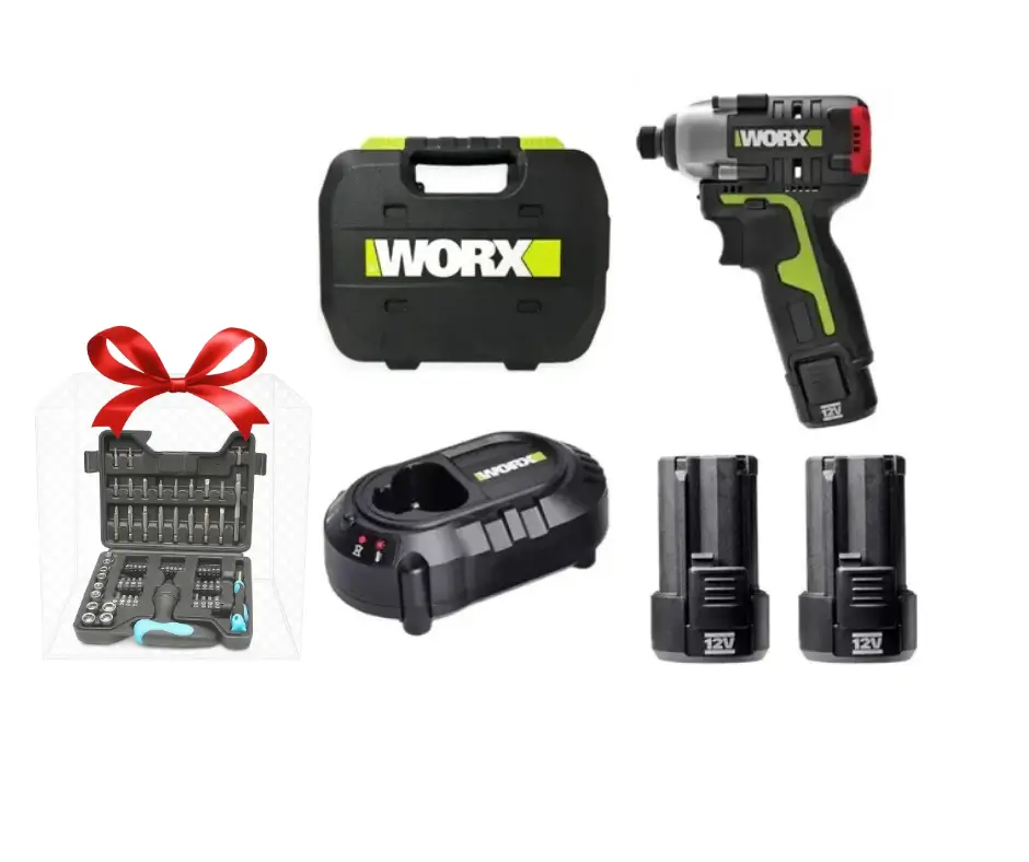 מברגת אימפקט נטענת בראשלס 12V + שתי סוללות 2.0Ah +מטען +מזוודה