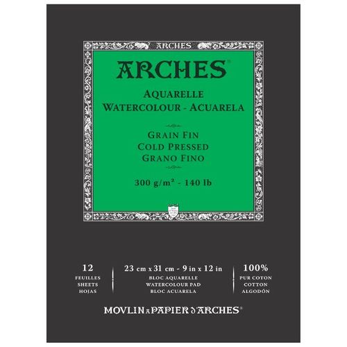 בלוק אקוורל 100% כותנה 23/31 300 גר' Arches