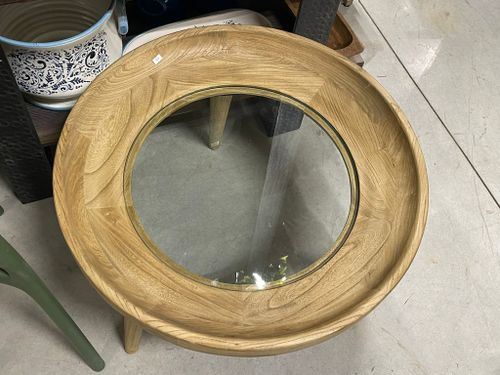 שולחן מגש עגול מעץ וזכוכית בשלושה גדלים-105 ס