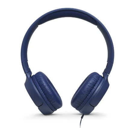 אוזניות כחולות JBL T500 עם קשת מתקפלת וניידת לשימוש יומי