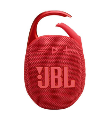 רמקול מיני אלחוטי JBL Clip 5 בצבע אדום עם קרבינר מובנה