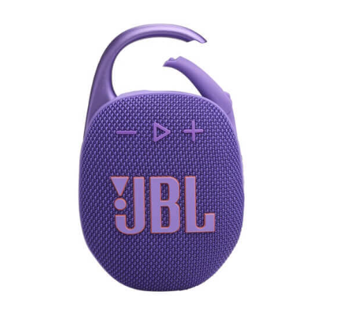 רמקול אלחוטי מיני JBL Clip 5 בצבע סגול, נייד וקומפקטי, עם חיבור Bluetooth