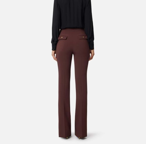Trousers in lightweight crêpe fabric with jewel chain - COLOR MERLOT