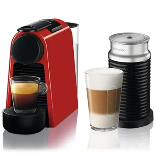 מכונת קפה נספרסו NESPRESSO בצבע אדום דגם D30 כולל מקציף חלב