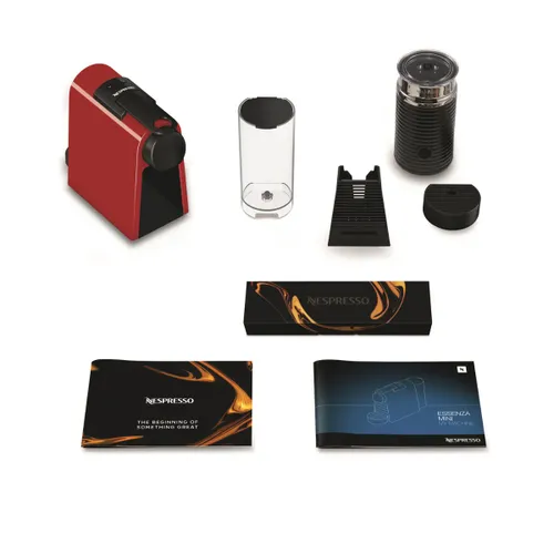 מכונת קפה נספרסו NESPRESSO בצבע אדום דגם D30 כולל מקציף חלב