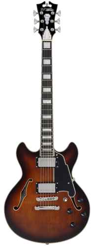 גיטרה חשמלית 1/4 נפח D'Angelico PREMIER MINI DC BROWN BURST