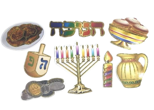ערכת תמונות חנוכה מעוטרות בנצנצים