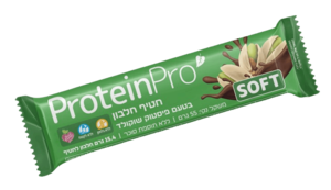 חטיף חלבון בטעם פיסטוק שוקולד | PROTEIN PRO SOFT - פרוטאין פרו | 15.4 גרם חלבון | טבעוני | 55 גרם