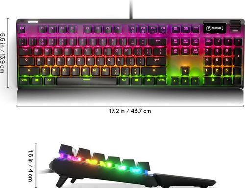 מקלדת גיימינג מכנית SteelSeries Apex 7 Full Size עם מתגים אדומים ליניאריים ו-Rapid Tap