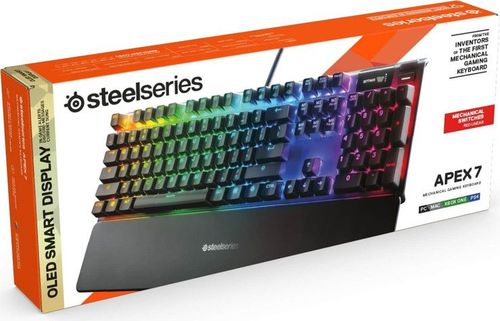 מקלדת גיימינג מכנית SteelSeries Apex 7 Full Size עם מתגים אדומים ליניאריים ו-Rapid Tap