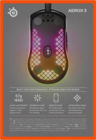 עכבר גיימינג חוטי SteelSeries Aerox 3 בצבע שחור