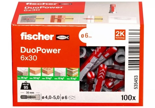100 מיתדים (דיבלים) אוניברסליים Fischer DUOPower 6x30 2K