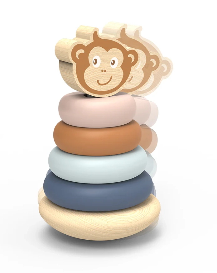 מגדל השחלת טבעות מתנדנד קוף מעץ - Speedy Monkey