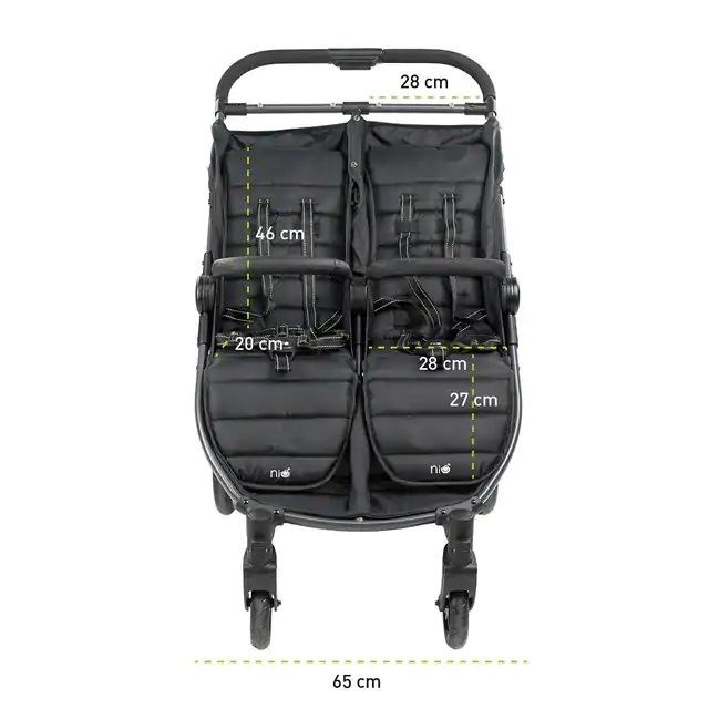 עגלת תאומים niu נאו צרה במיוחד 65 ס"מ גרמניה VentTwin - שחור
