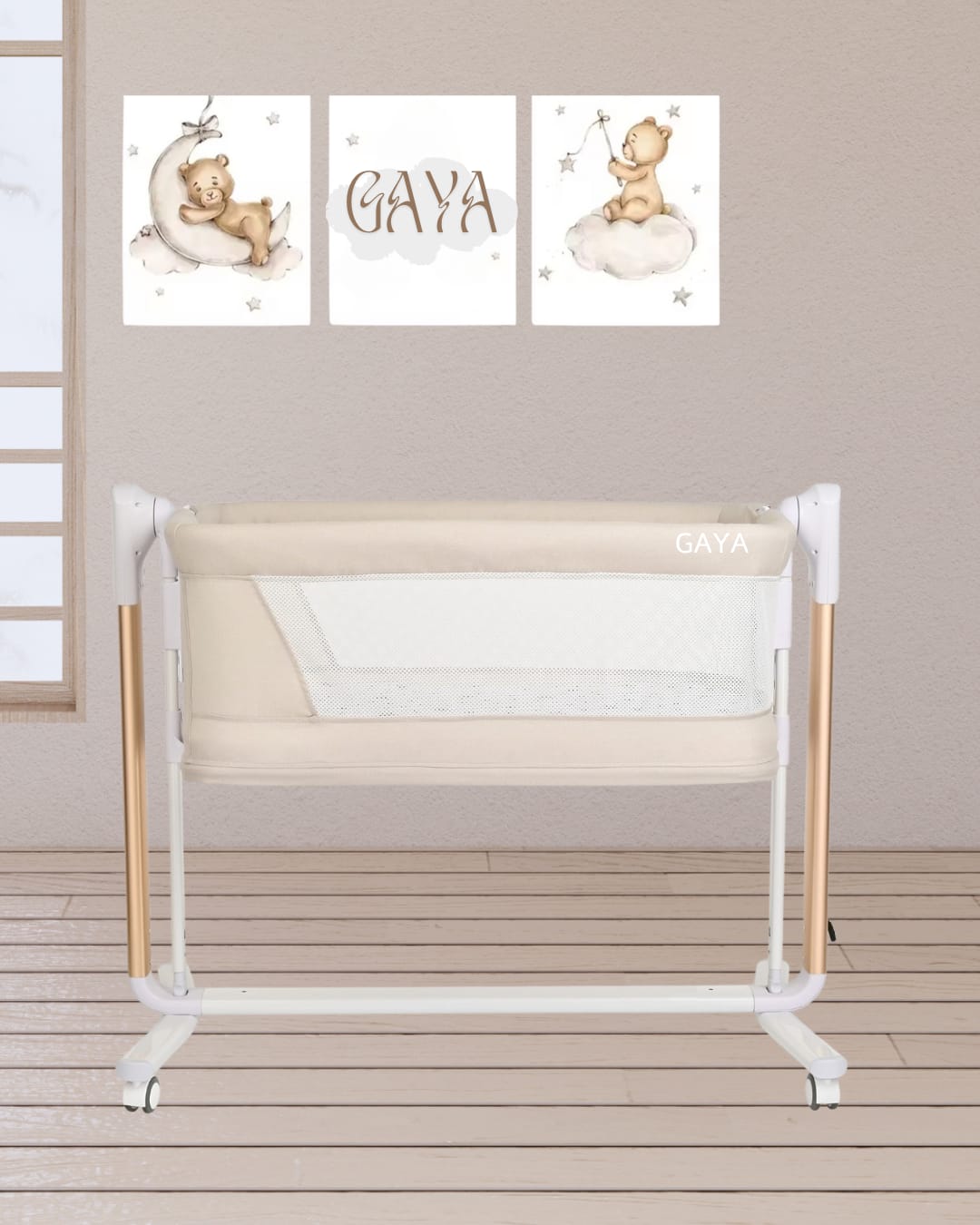 עריסת GAYA – עריסה חשמלית מתחברת למיטה, מתנדנדת, מנגנת – והופכת ללול!