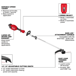 יחידת הנעה לחרמש M18 FUEL™ עם QUIK-LOK™ |+ ראש חרמש MILWAUKEE דגם ‎3016-20