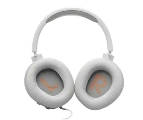 JBL Quantum 100M2 White – אוזניות קשת נוחות עם סאונד עוצמתי ובס עמוק