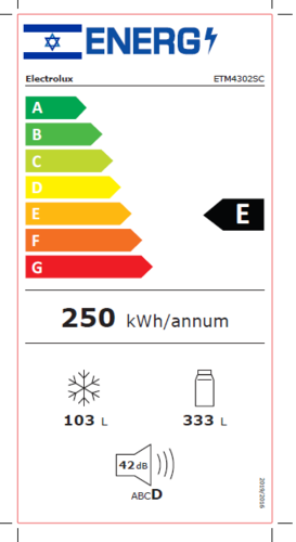 מקרר מקפיא עליון electrolux ETM4302SC אינוורטר נפח 436 ליטר כולל פיקוד שבת מובנה NO FROST רוחב: 70 ס״מ