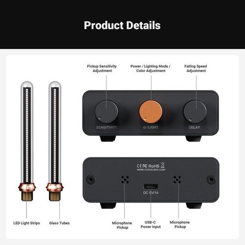 תאורת לד שמראה את עוצמת המוזיקה Fosi Audio AH-01A
