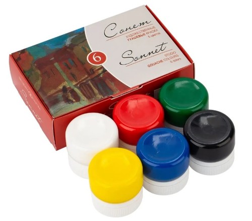 סט 6 צבעי גואש SONNET (קופסאות)