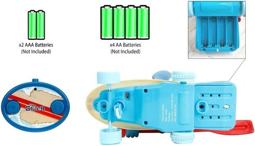 סטיץ' גולש על סקייטבורד על שלט לילדים