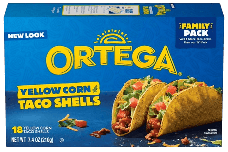 ORTEGA - מארז טאקו מקסיקני מוכן לאכילה על בסיס תירס צהוב 210 גרם 18 יח (כשר, ללא גלוטן) 