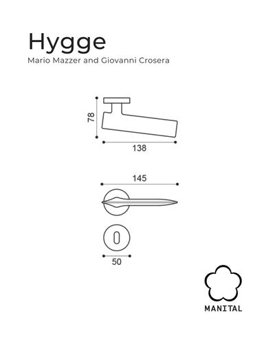 זוג ידיות לדלת Hygge due - פליז מט מוברש