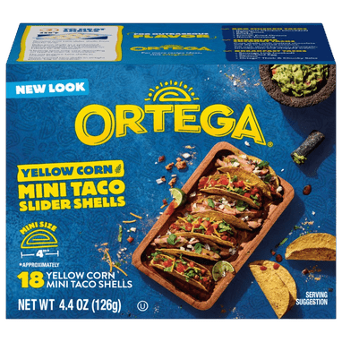 ORTEGA - מיני טאקו מקסיקני מוכן לאכילה על בסיס תירס צהוב 160 גרם 12 יח (כשר, ללא גלוטן) 