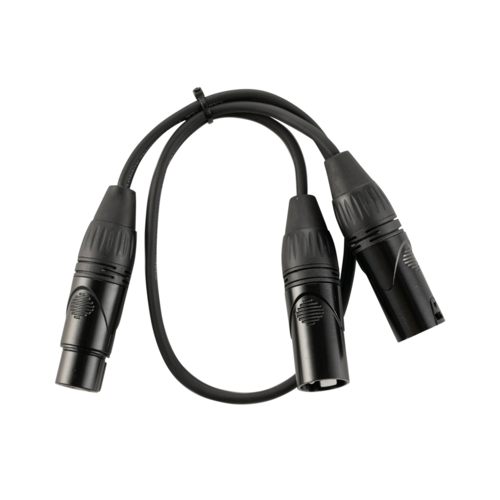 כבל Y פיצול, XLR נקבה ל- 2 XLR זכר