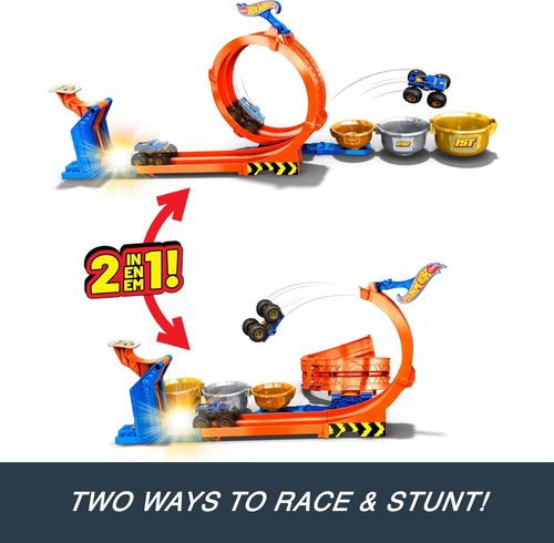 מונסטר טראק אתגר הלולאה והיפוך 2 ב-1 עם משאית מונסטר