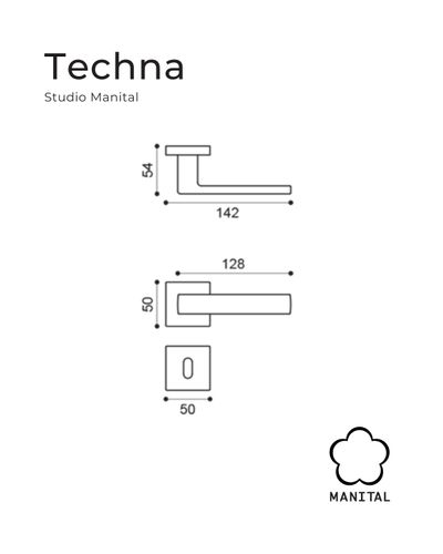 זוג ידיות לדלת Techna - כרום סאטן