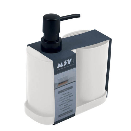 סט אביזרי אמבטיה לונה-פלסטיק - MSV - לבן