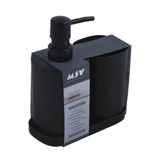 סט אביזרי אמבטיה לונה-פלסטיק - MSV - שחור