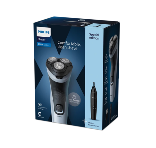 מכונת גילוח וקוצץ לאף לשימוש יבש ורטוב Philips X3003/02 | יבואן רשמי שנתיים אחריות